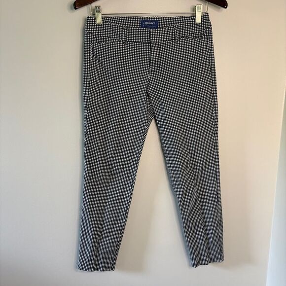 Old Navy Black White Gingham Tapered Dress Pants Pixie Mid-rise Grunge Retro - Picture 11 of 14